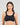 Model wears Stamina Wire Free Bra in BLACK. On body front view