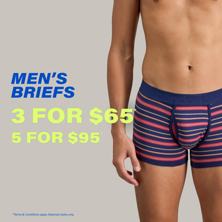 mens briefs promotional banner reads 'mens briefs 3 for $65, 5 for $95'
