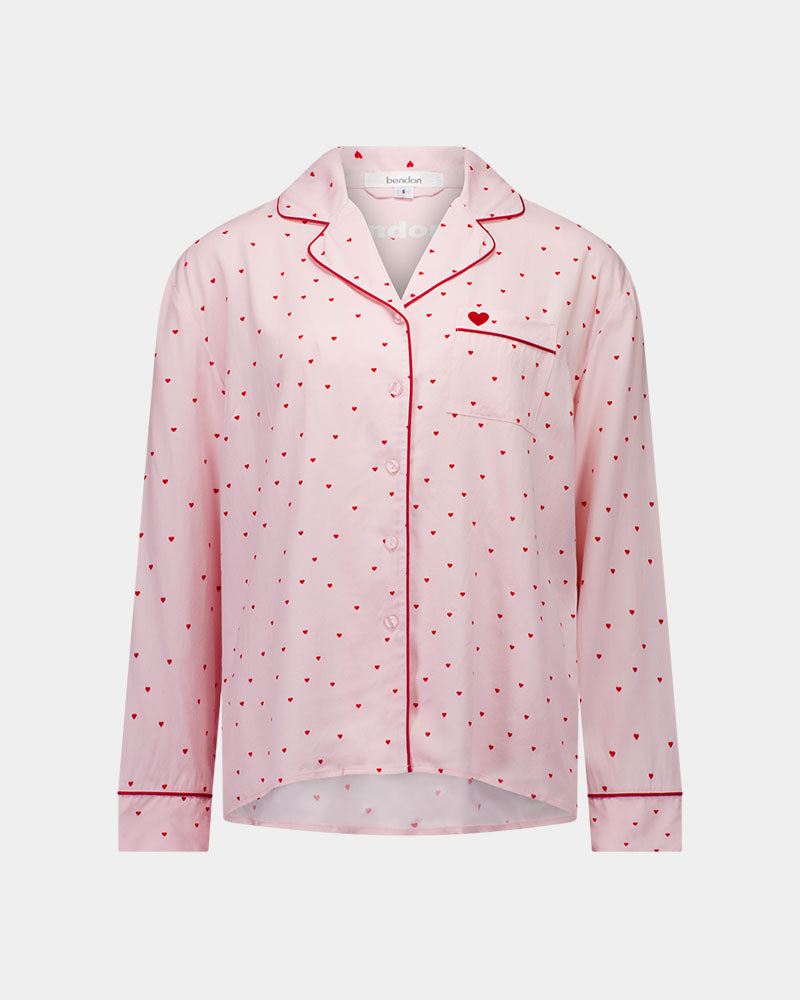 Hearts In Cabana Long Sleeve Pj Top