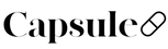 The word 'Capsule' in black serif typeface with a white capsule-shaped letterform replacing the 'a', shown on a plain white background.