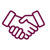 Icon of two hands shaking on a white background