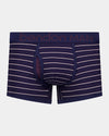 Bold Stripe Mens Trunk in PEACOAT/PLUM STRIPE. Flat lay front view
