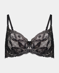 Juniper Underwire Bra in BLACK. Flat lay front view