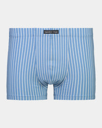 Cotton Stretch Mens Trunk in COPEN BLUE/GREY. Flat lay front view