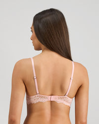 Model wears My Fit Lace Push Up Bra in EVENING SAND. On body back view