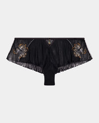 Oasis Glow French Knicker in BLACK. Flat lay front view