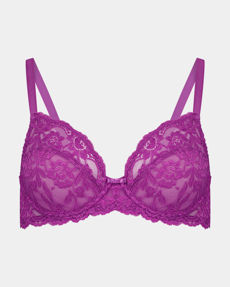Baroque Underwire Bra in RADIANT ORCHID. Flat lay front view