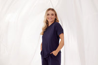 Sleep-Talk Short Sleeve Top in NIGHT SKY. Feature shot