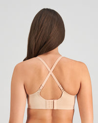 Comfit Collection Wire Free Front Opening Bra in LATTE. Flat lay back view