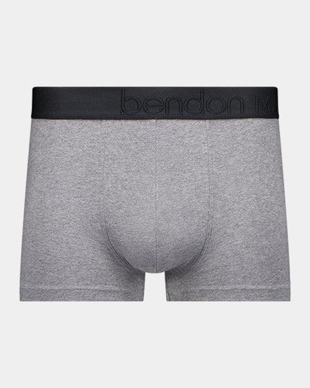 Everyday Essential Mens Trunk in GREY MARL. Flat lay front view