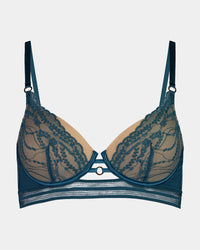 Ava Rose Underwire Bra in MEDITERRANEA. Flat lay front view