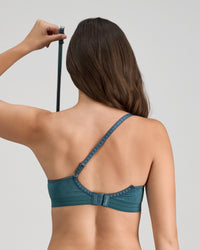 Model wears Bendon Body Contour Bra in MEDITERRANEA. On body back view