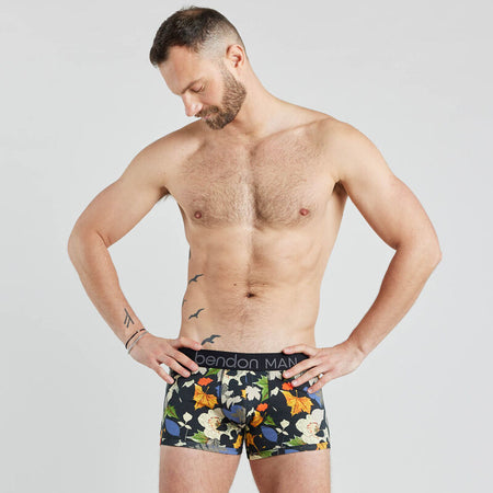 Retros Print Mens Trunk in SUMMER FOLIAGE PRINT. Feature shot