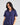 Model wears Belle Bamboo Short PJ in EVENING BLUE. On body front view