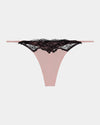 Aziza Thong in SILVER PINK/BLACK. Flat lay front view
