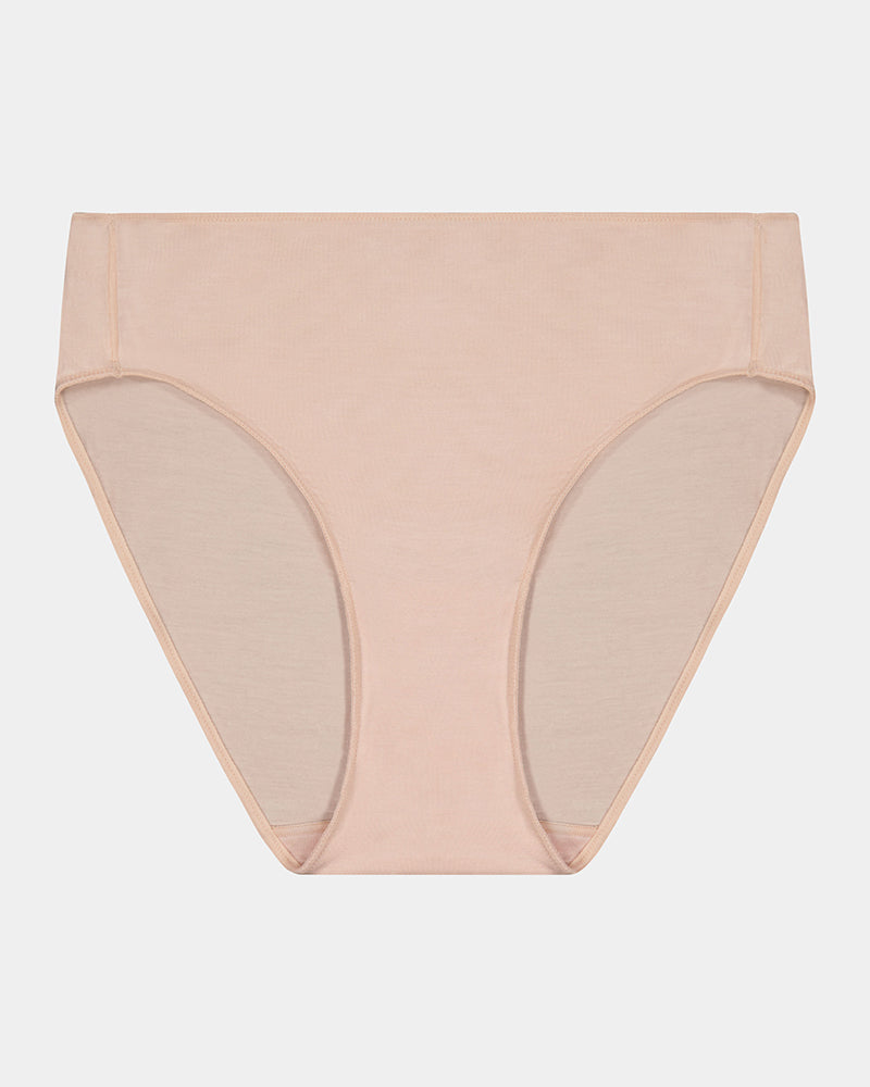 Au Naturel High Cut Brief in LATTE. Flat lay front view