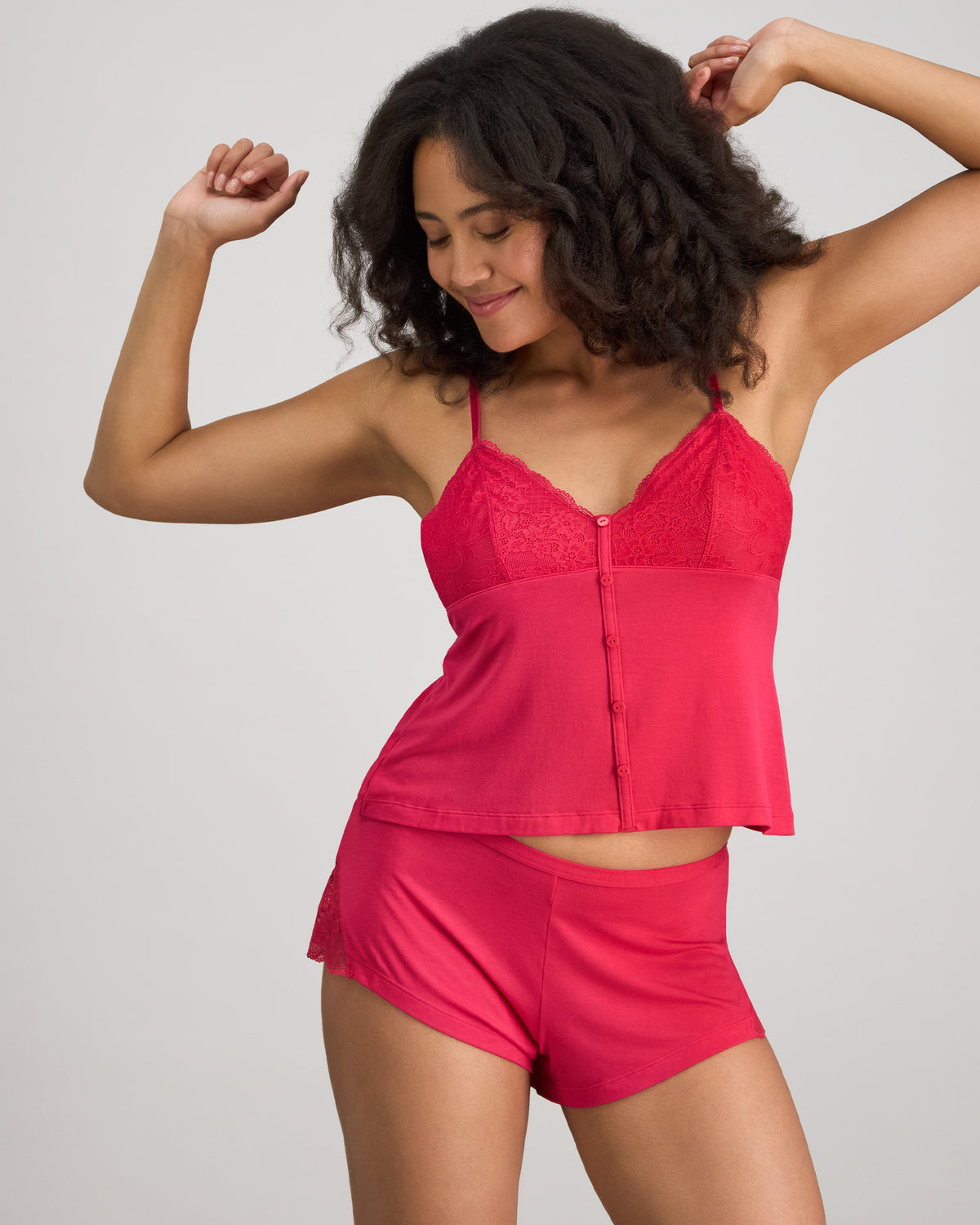 Cassie Cami & Short Set in JAZZY. Flat lay back view