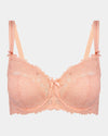 Alice Underwire Bra in PEACH BUD. Flat lay front view