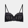 Sofia Underwire Bra in BLACK. Flat lay front view