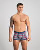 Bold Stripe Mens Trunk in PEACOAT/SALSA STRIPE. Feature shot