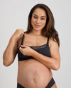 Model wears Bendon Nurture Maternity Bra in BLACK. On body side view