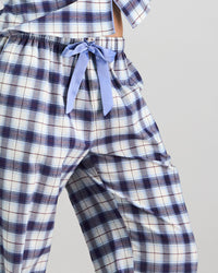 Cosy Flannel Long Pj Pant in NAVY BLAZER. Feature shot