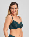 Model wears Felicia Underwire Bra in PONDEROSA PINE. On body side view