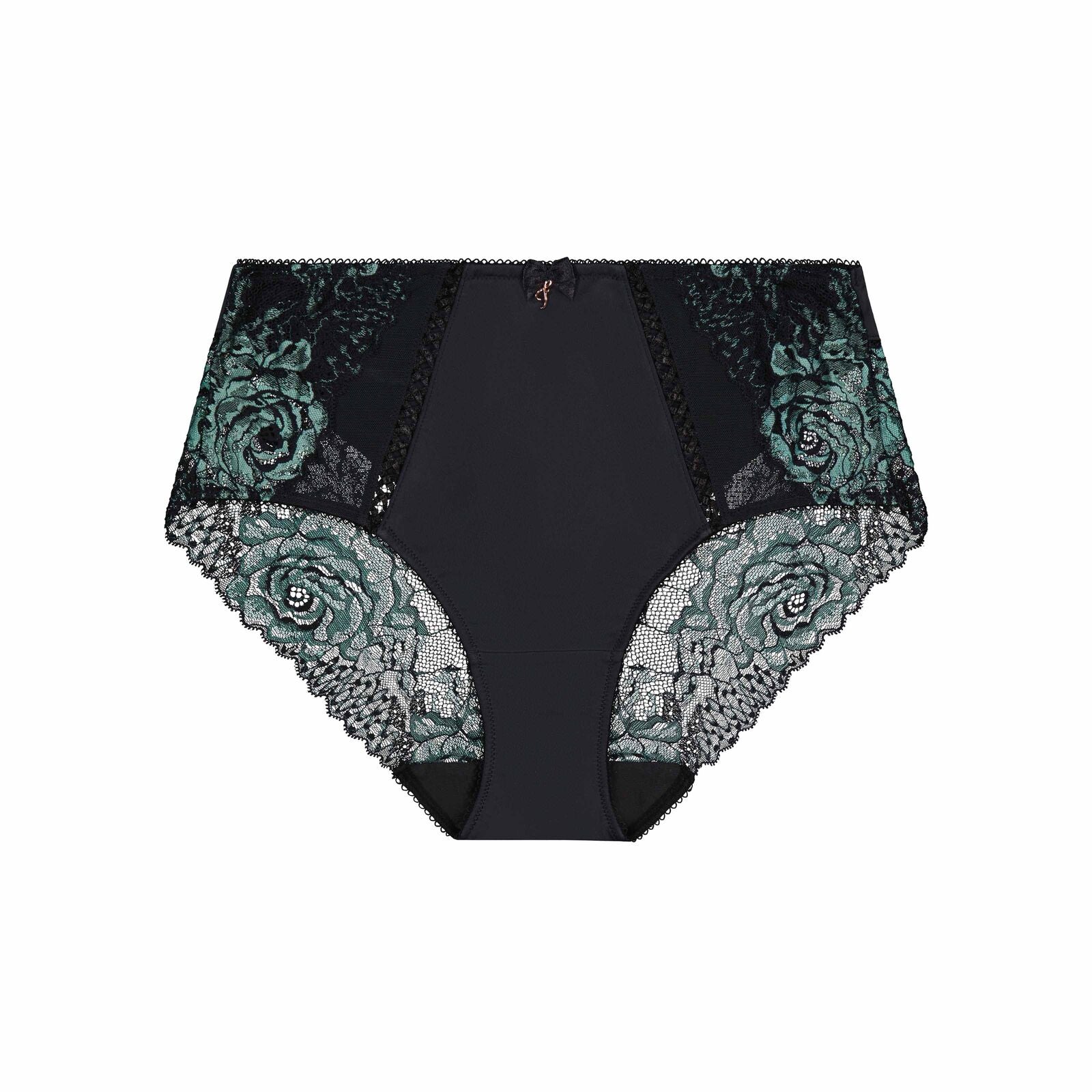 Eloquence Full Brief in BLACK/DEEP LAKE. Flat lay front view