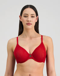 Model wears Lightweight Underwire Bra in SALSA. On body front view
