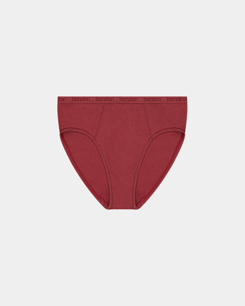 Body Cotton Bikini in OXBLOOD RED. Flat lay front view