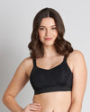 Model wears Bendon Breathe Contour Bra in BLACK. On body front view