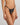 Model wears Lost Paradise Thong in BLACK PRINT. On body side view