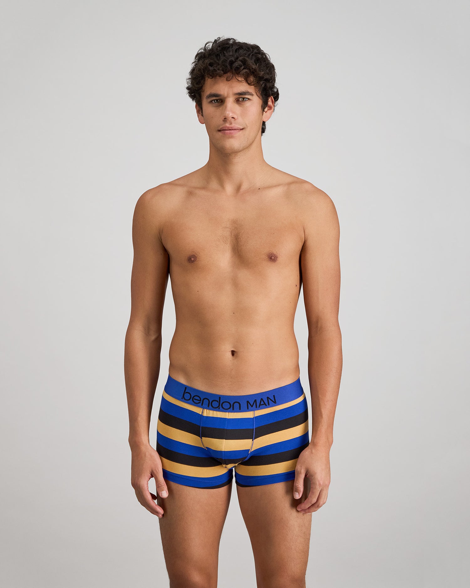 Rugby Stripe Mens Trunk in BLACK/SURF/OAK BUFF. Feature shot