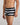 Model wears Rugby Stripe Mens Trunk in BLACK RUGBY STRIPE. On body side view