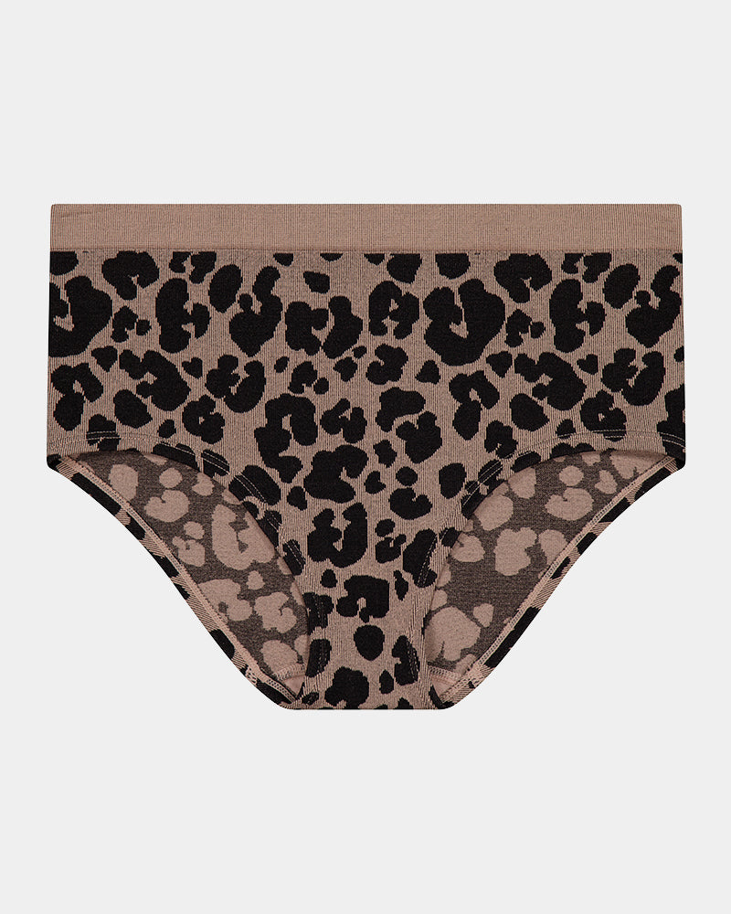 Seamless Jacquard Full Brief in LEOPARD LOVER. Flat lay front view