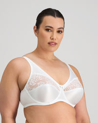 Model wears Classic Underwire Underwire Bra in WHITE. On body side view