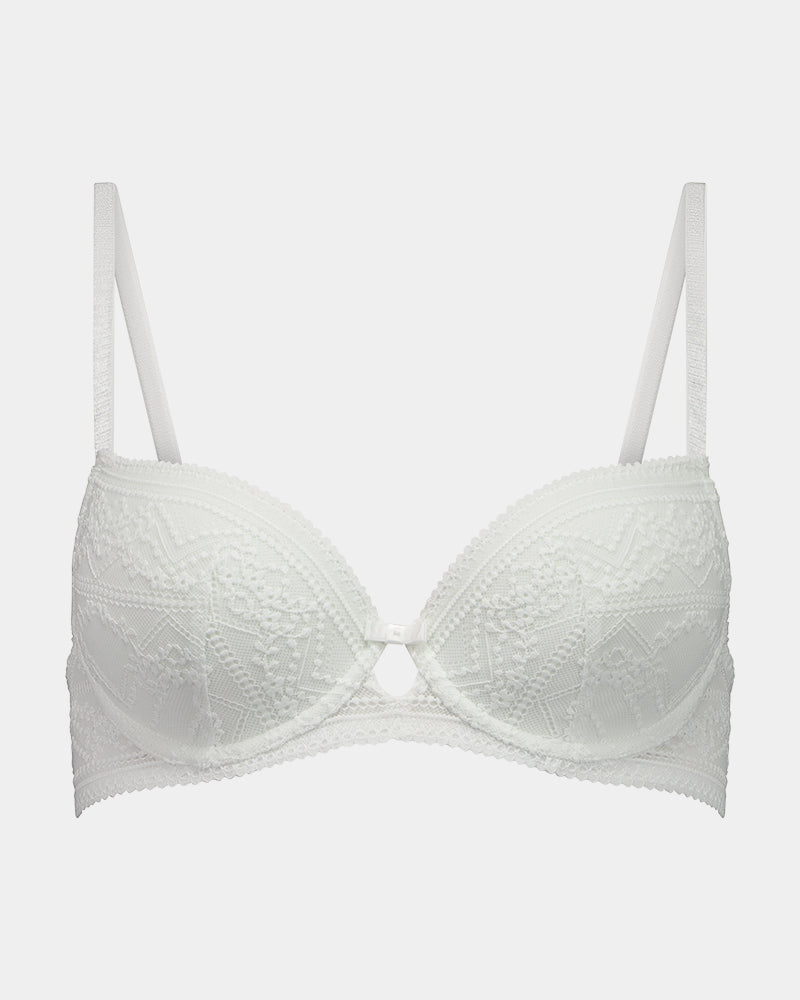 Renee Contour Bra in WHITE. Flat lay front view