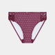 Rose Dot High Cut Brief in GRAPE WINE/ROSE CLOUD. Flat lay front view