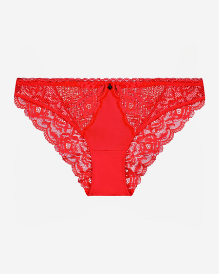 Delightfully So Bikini in SALSA. Flat lay front view