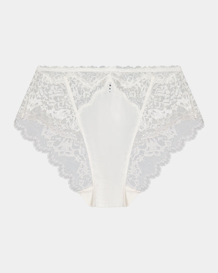 Shivani High Waisted Brief in SUGAR. Flat lay front view