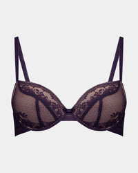 Madison Contour Bra in PURPLE VELVET. Flat lay front view