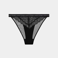 Sundown High Cut Brief in BLACK. Flat lay front view