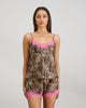 Model wears Sleigh The Night Cami & Short Set in WILD LYNX PRINT. On body front view