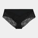 Lace Trim Brazilian in BLACK. Flat lay front view