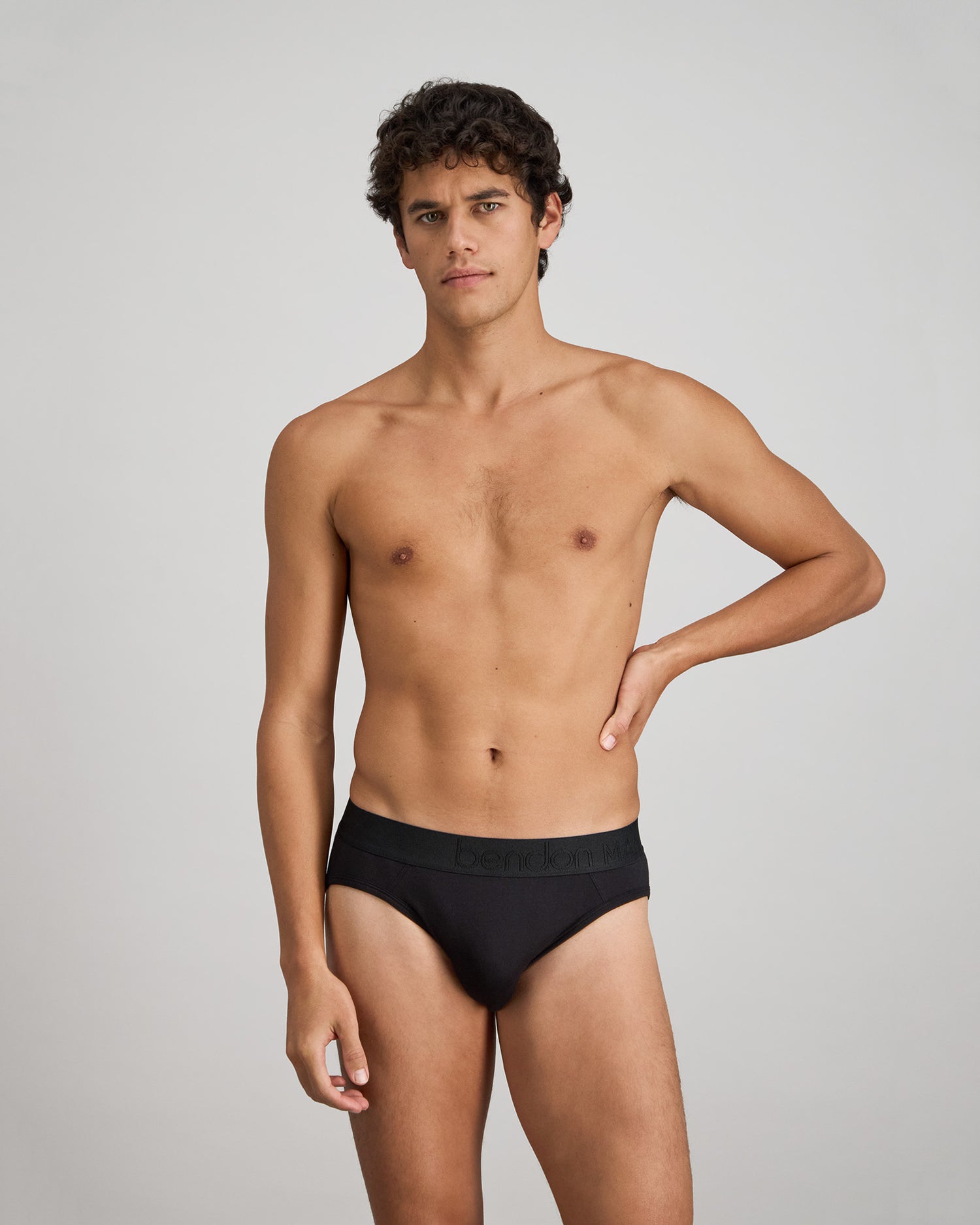 Bamboo Mens Brief in BLACK. Feature shot