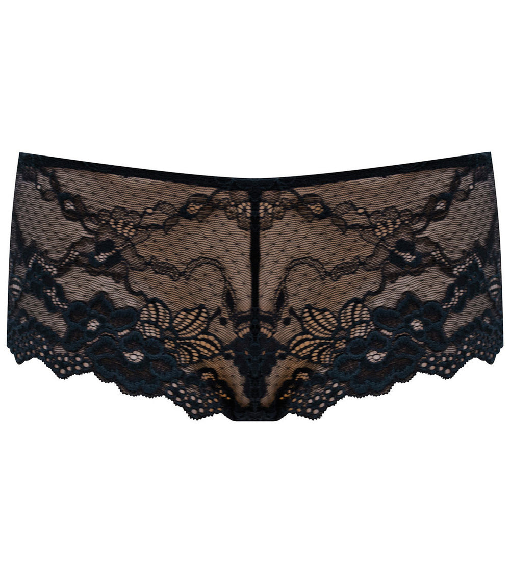 My Fit Lace Brazilian in BLACK. Flat lay front view