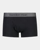 Cotton Low-Rise Mens Trunk in BLACK. Flat lay front view
