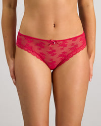 Model wears Light Lace Bikini in JAZZY. On body front view