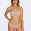 Model wears Captivate Me Bikini in NUDE INTIME. On body front view