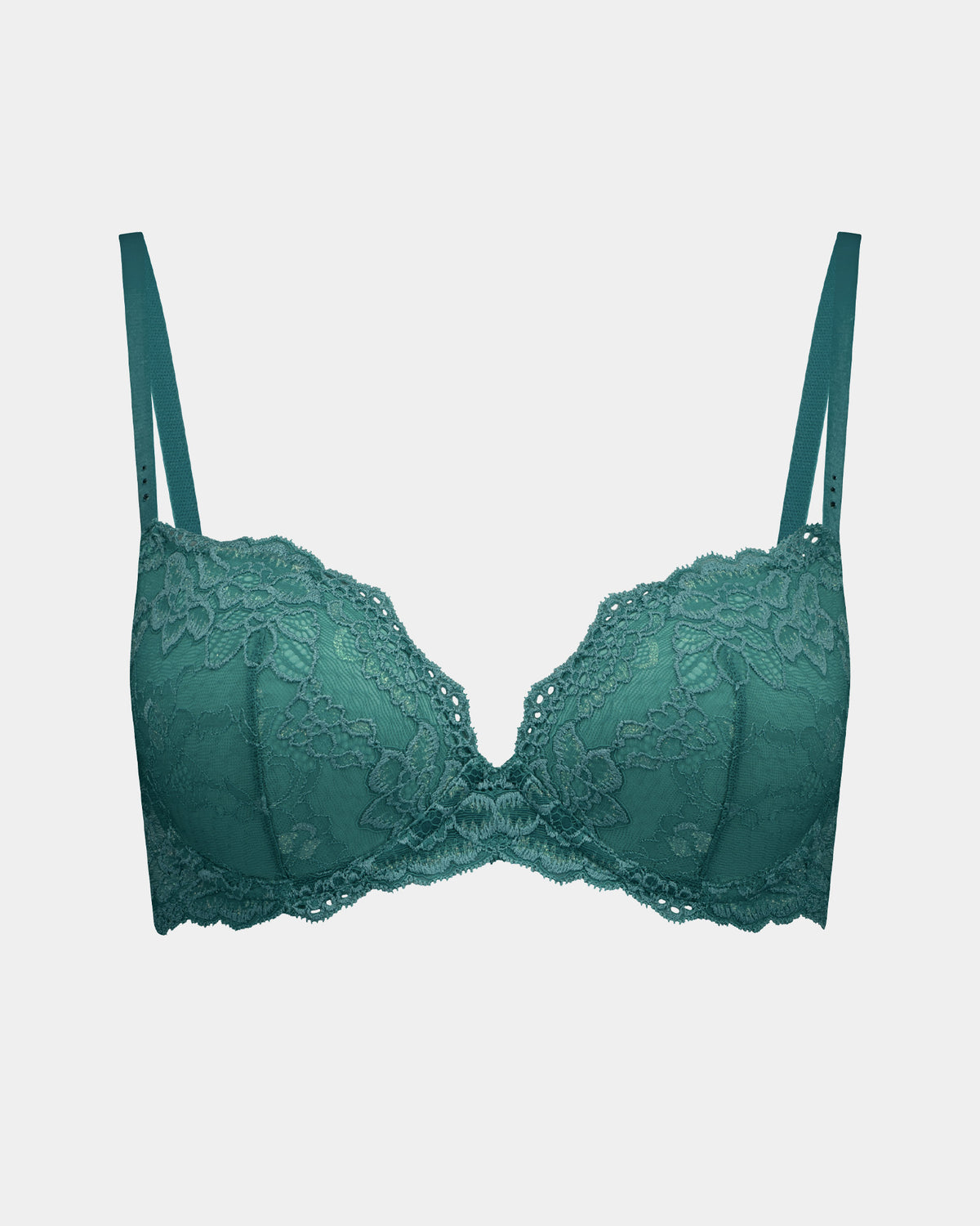 My Fit Lace 200% Boost Push Up Bra in MEDITERRANEA. Flat lay front view